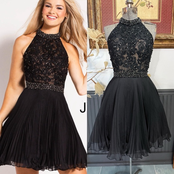JVN by Jovani Dresses & Skirts - JVN by Jovani Black Halter Prom Dress